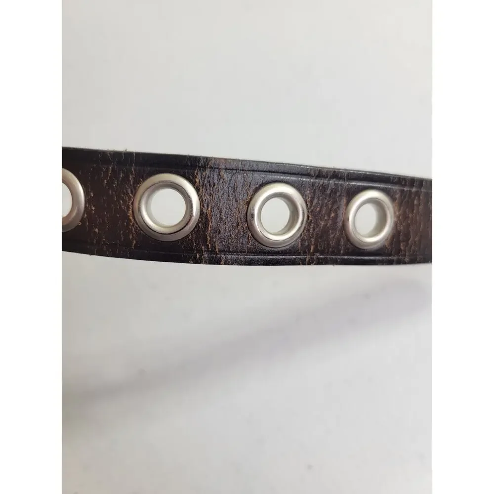 Grommet‎ Classic Casual Belt Brown Bonded Leather Lined Thin Women's Size Large